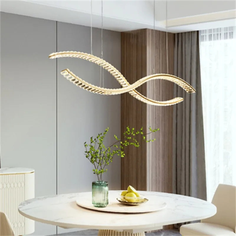 Modern minimalist crystal LED chandelier for home decor - vue 6 sur 18