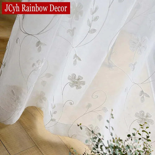 Voilage brodé floral style coréen pour salon chambre - vue 3 sur 7