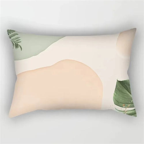 housse de coussin géométrique arc-en-ciel et motifs végétaux
