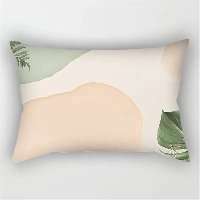 housse de coussin géométrique arc-en-ciel et motifs végétaux