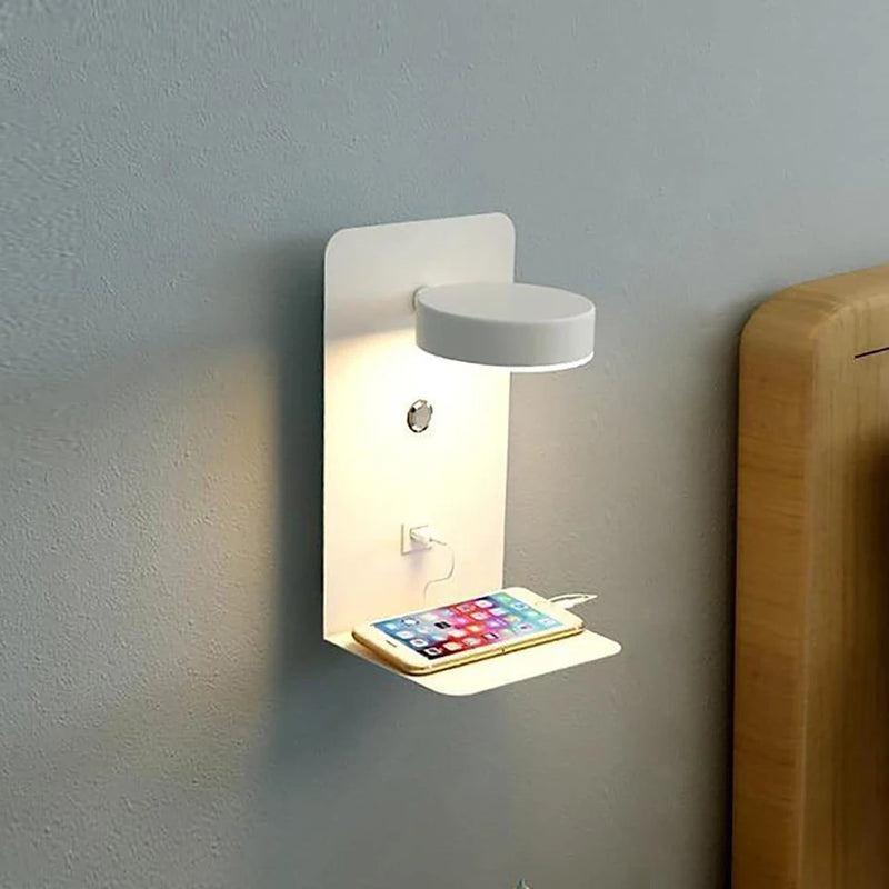 Applique murale LED lampe avec interrupteur et Port de chargement USB moderne 9W noir blanc allée chambre chevet Art éclairage décoration appliques murales