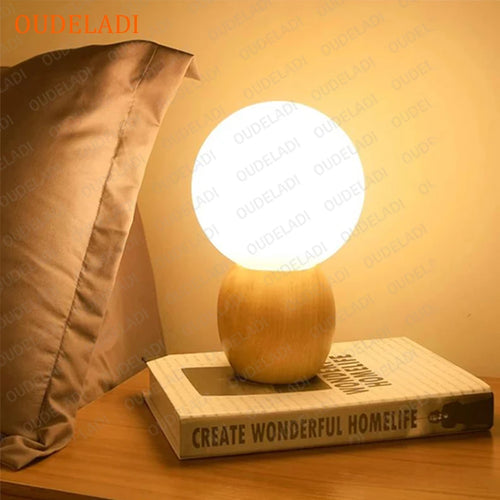 Lampe de table en bois pour chambre à coucher - vue 3 sur 8
