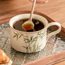Mug en porcelaine style chinois fleuri avec cuillère