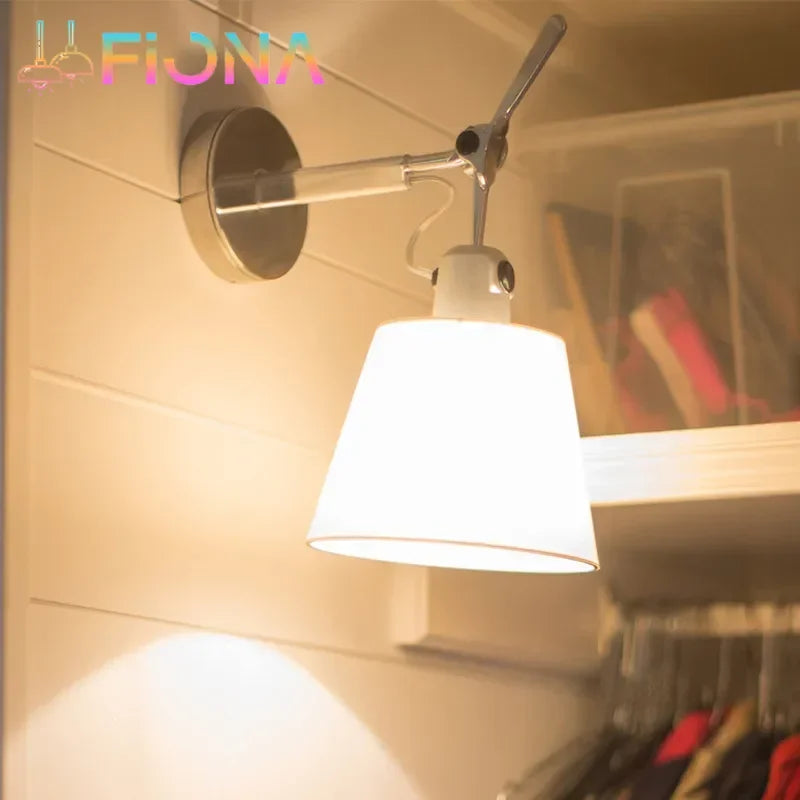 applique murale nordique en tissu design argenté avec support en acier inoxydable - vue 2 sur 11