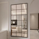 French retro decorative full-length mirror, square lattice false window to increase the sense of space, wall-mounted household m