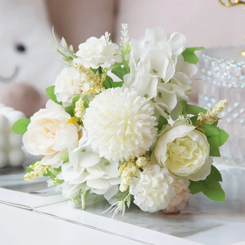 bouquet d'hortensias de pivoines artificielles pour décoration festive - vue 12 sur 11