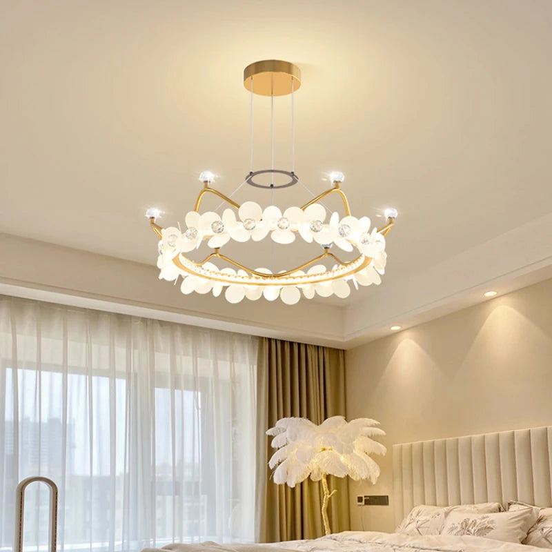 lustre en cristal couronne d'or pour décoration enfant étoile luxueuse - vue 2 sur 14