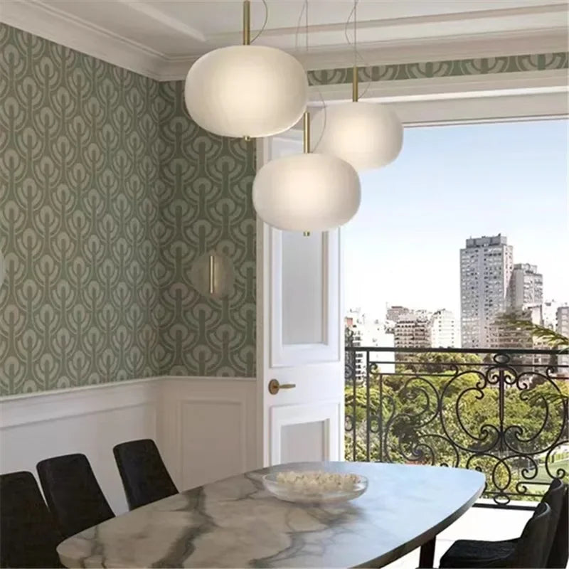 lustre nordique en verre avec suspension led pour décoration - vue 3 sur 12