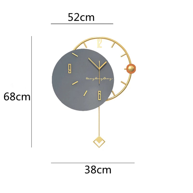 Large 3D Nordic Swingable Art Wall Clock, Modern Design, Home Living Room Clocks, Silent Home Decoration, Hanging Horologe - vue 4 sur 7