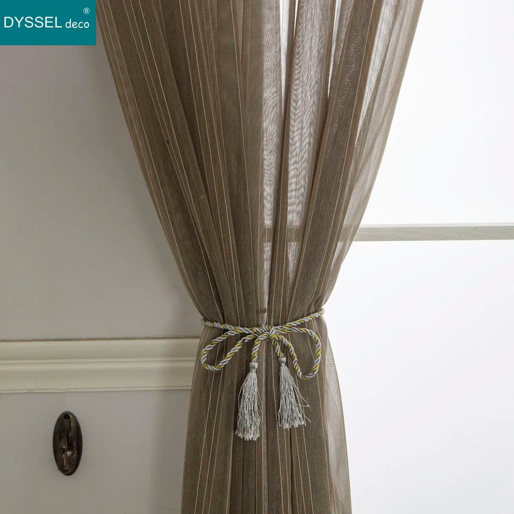 Voilage tulle rayures style moderne pour salon chambre - vue 4 sur 7