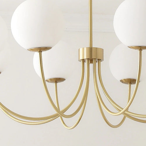 lustre moderne en verre avec luminaire suspendu et structure métallique
