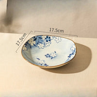 Assiette japonaise en céramique motif floral bol profond