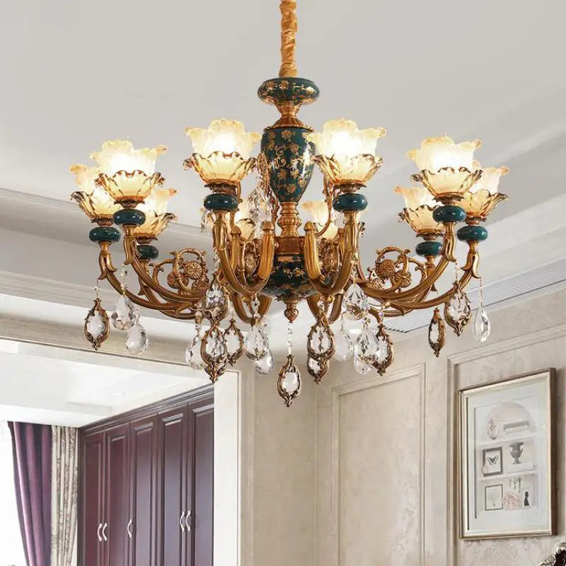 lustre en céramique avec éclairage cristal pour décoration intérieure - vue 4 sur 12