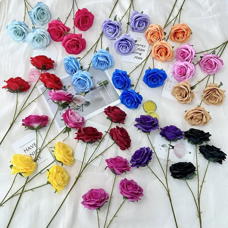 branches de roses artificielles en soie pour décoration élégante - vue 7 sur 40