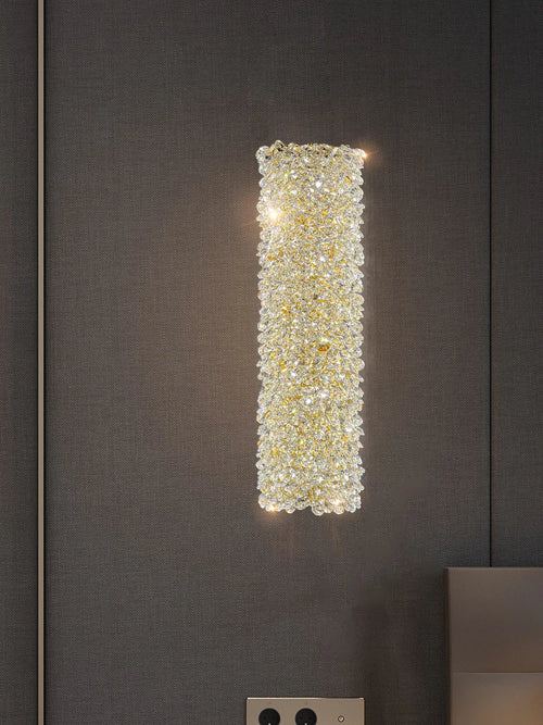 applique murale en métal doré avec ampoule en cristal clair fil réglable