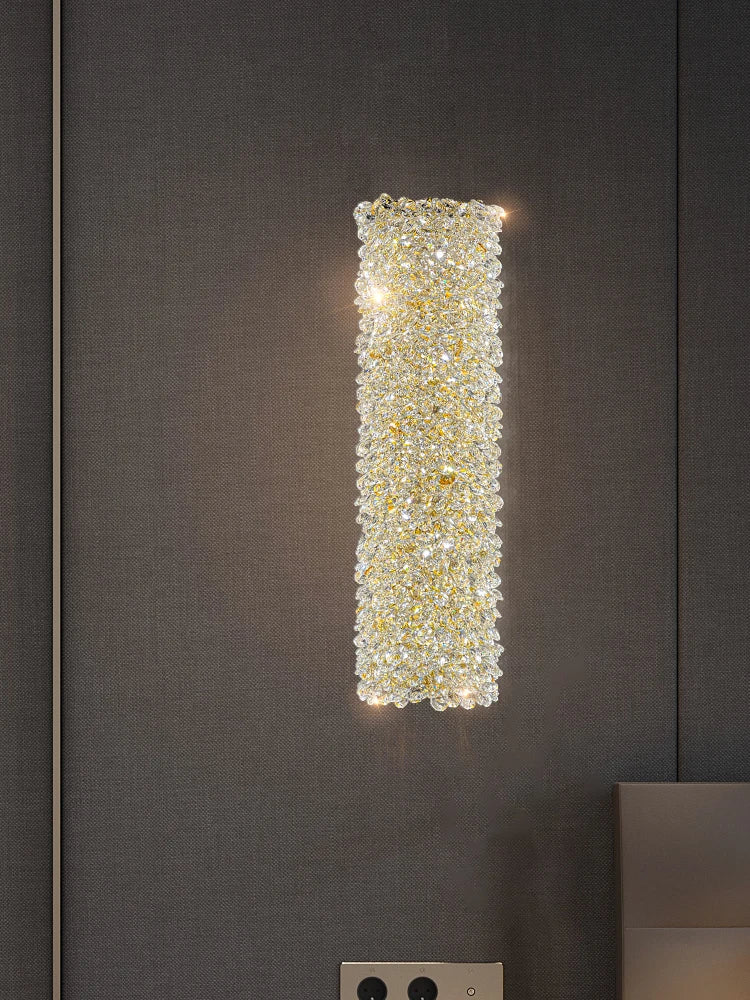 applique murale en métal doré avec ampoule en cristal clair fil réglable - vue 2 sur 9