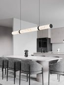 Modern Minimalist All Copper Light Luxury Resin Dining Table Island, High-end Long Strip Straight Line Lighting Decorative Lamp