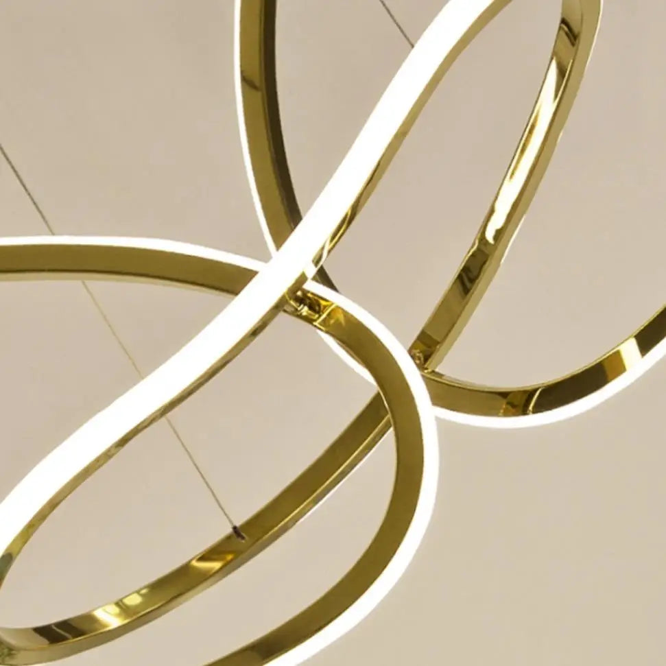 suspension moderne en acier inoxydable doré pour décoration artistique - vue 7 sur 11