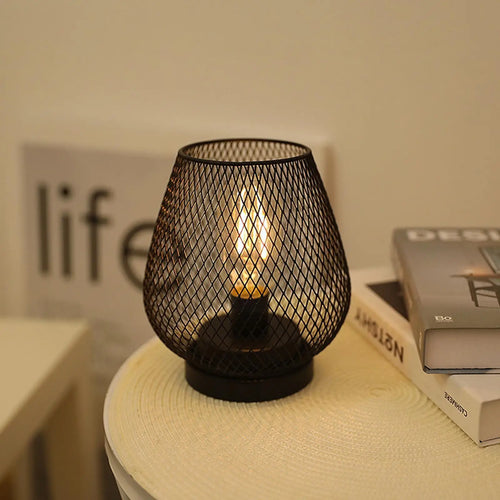 lampe cage métal led bougie sans fil mariage déco maison - vue 6 sur 6