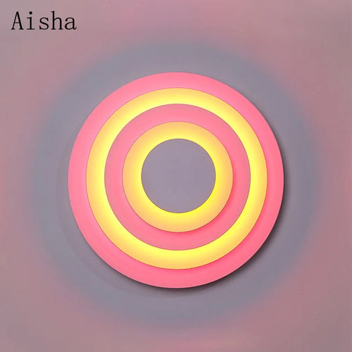 Decorative round medieval wall light with colourful LED illumination - vue 2 sur 12