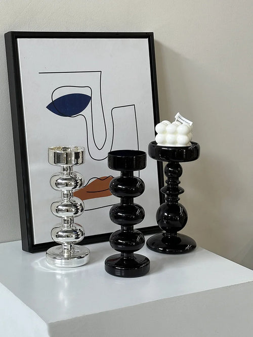 bougeoirs vintage en bois de hêtre pour décoration intérieure et mariage