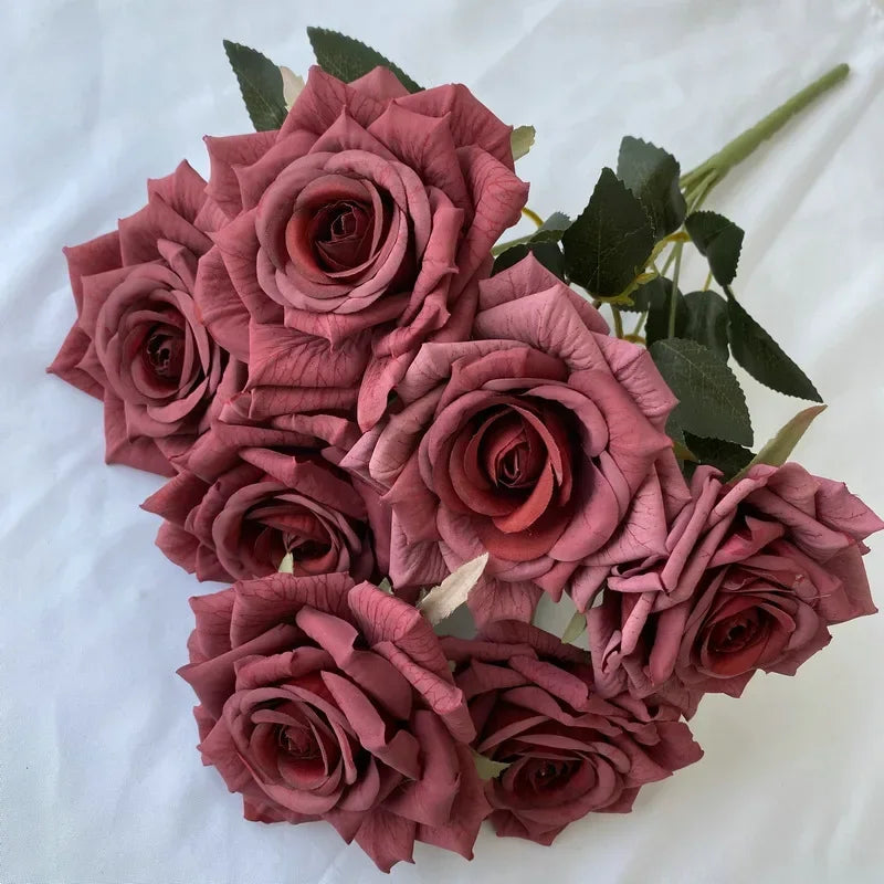 bouquet de roses artificielles en soie pour décoration intérieure - vue 8 sur 17