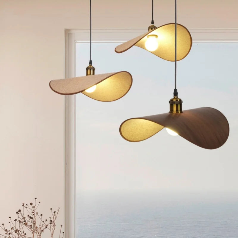 suspension Wabi Sabi minimalisme E27 Led lumière rétro chapeau Led suspension lampe salle à manger nordique lampe Led Droplight Luminarias