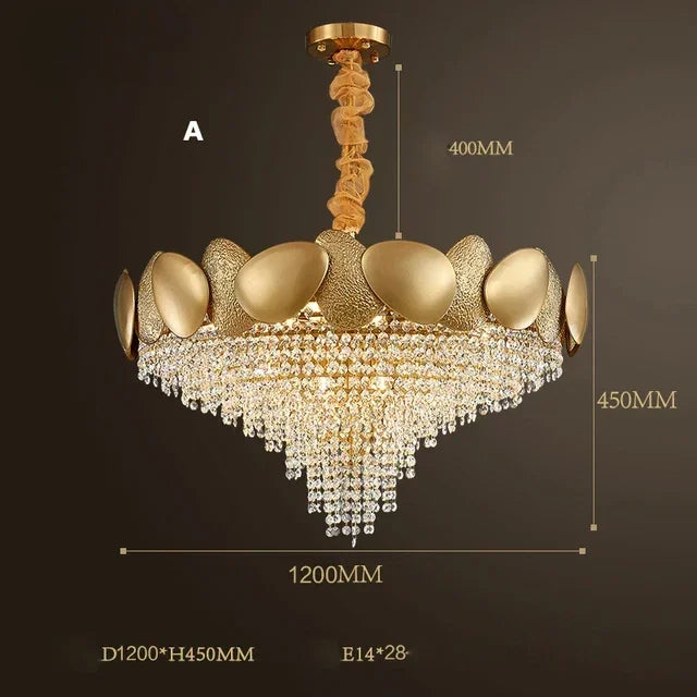lustre moderne en cristal pampilles et acier inoxydable