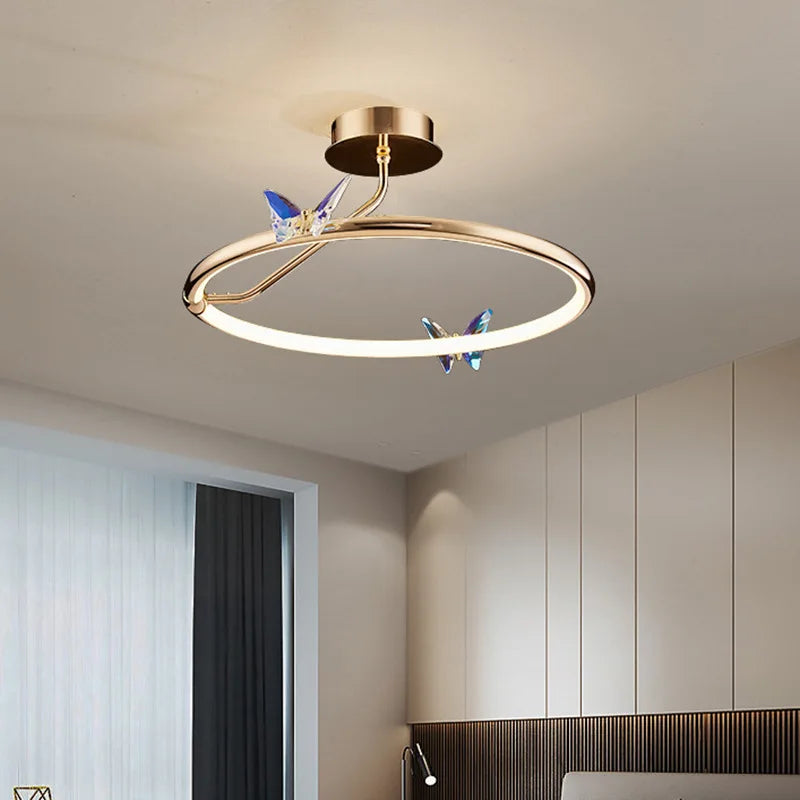 anneau d'or led papillon luminaire suspendu loft déco