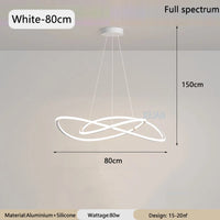 Black White Art Design Bedroom Pendant Lamps 60cm 80cm 100cm Minimalist Spiral Ring Hanging Light for Living Room Dining Room