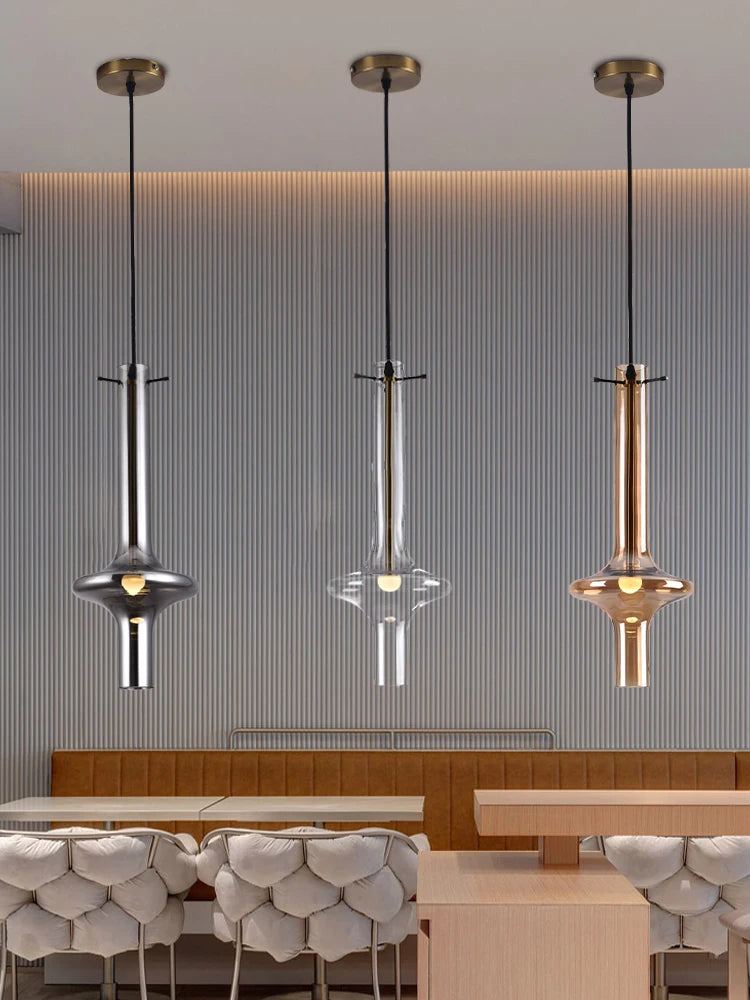 lustre en verre à joint en bambou créatif pour décoration intérieure