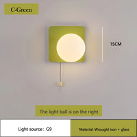 applique murale moderne à led avec interrupteur en verre pour chambre d'enfant
