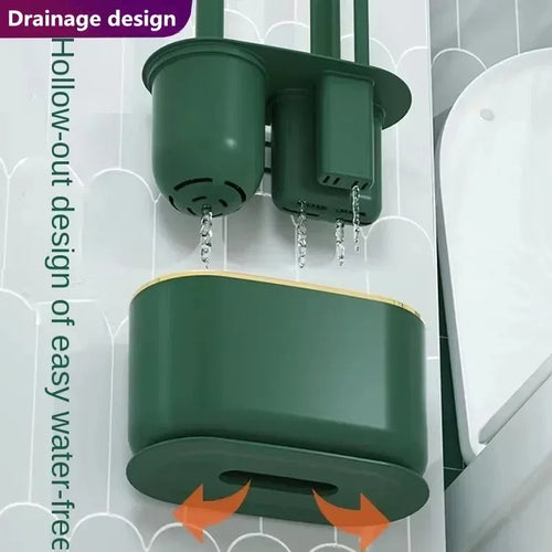brosse de toilette multifonctionnelle sans perforation avec support en silicone - vue 7 sur 6