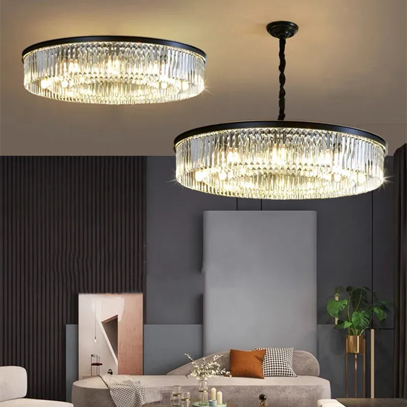 Lustre en cristal LED moderne américain salon salle à manger Villa suspension chambre plafond suspension lampe décor à la maison Lustre