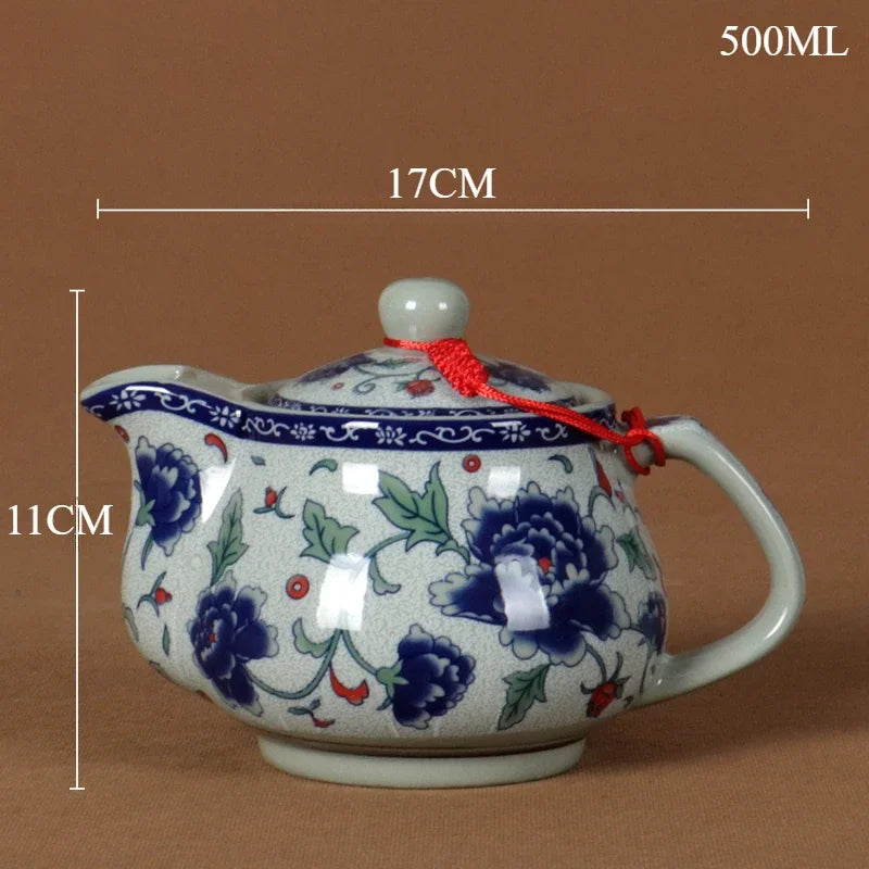 Théière céramique jingdezhen motif traditionnel avec filtre - vue 7 sur 7