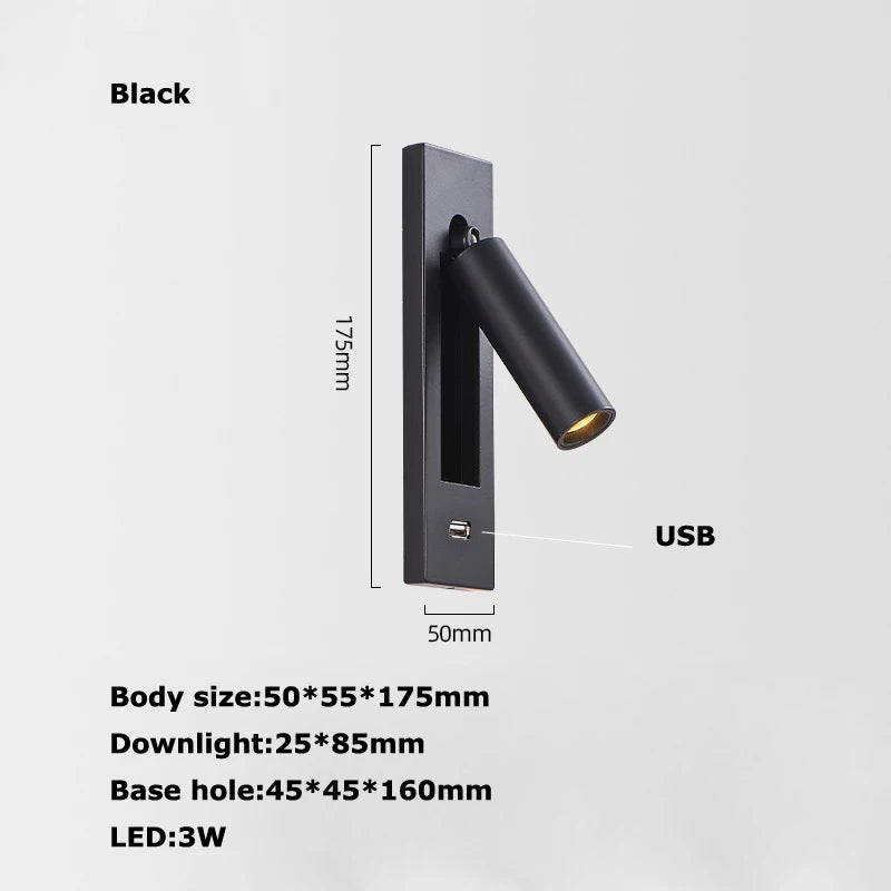 applique murale led rotative avec interrupteur pour lecture - vue 21 sur 21