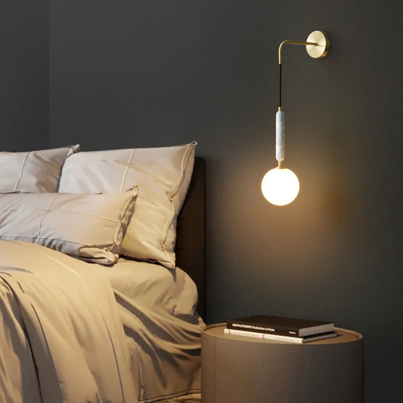 Applique murale led en marbre design nordique moderne décorative - vue 6 sur 9