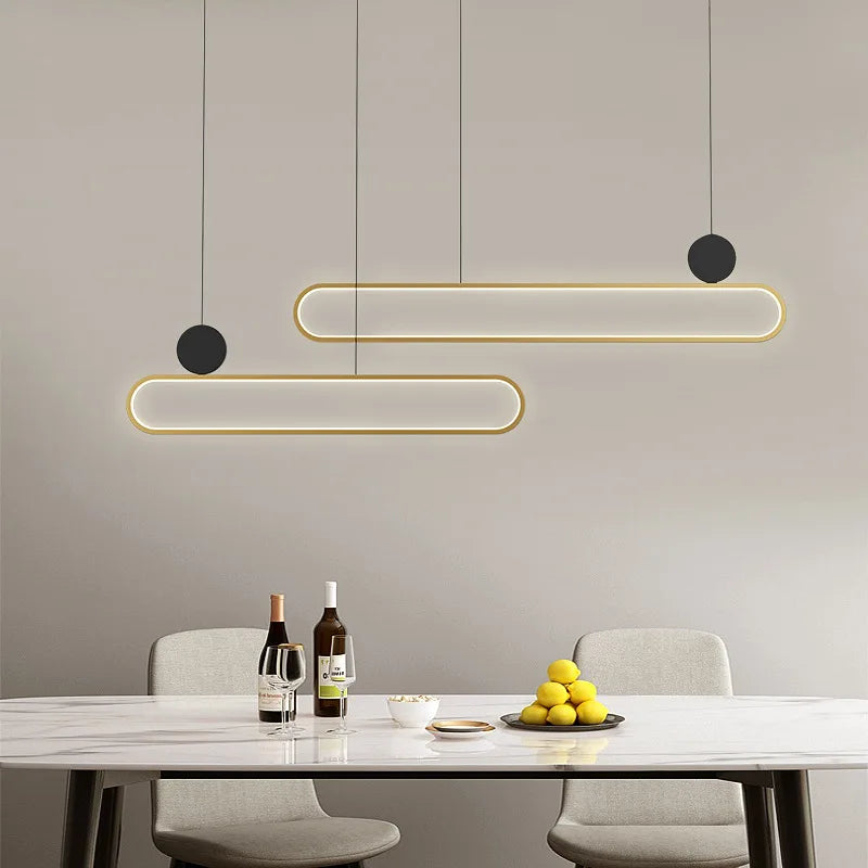 Nordic minimalist double ring LED pendant light for interiors - vue 5 sur 16