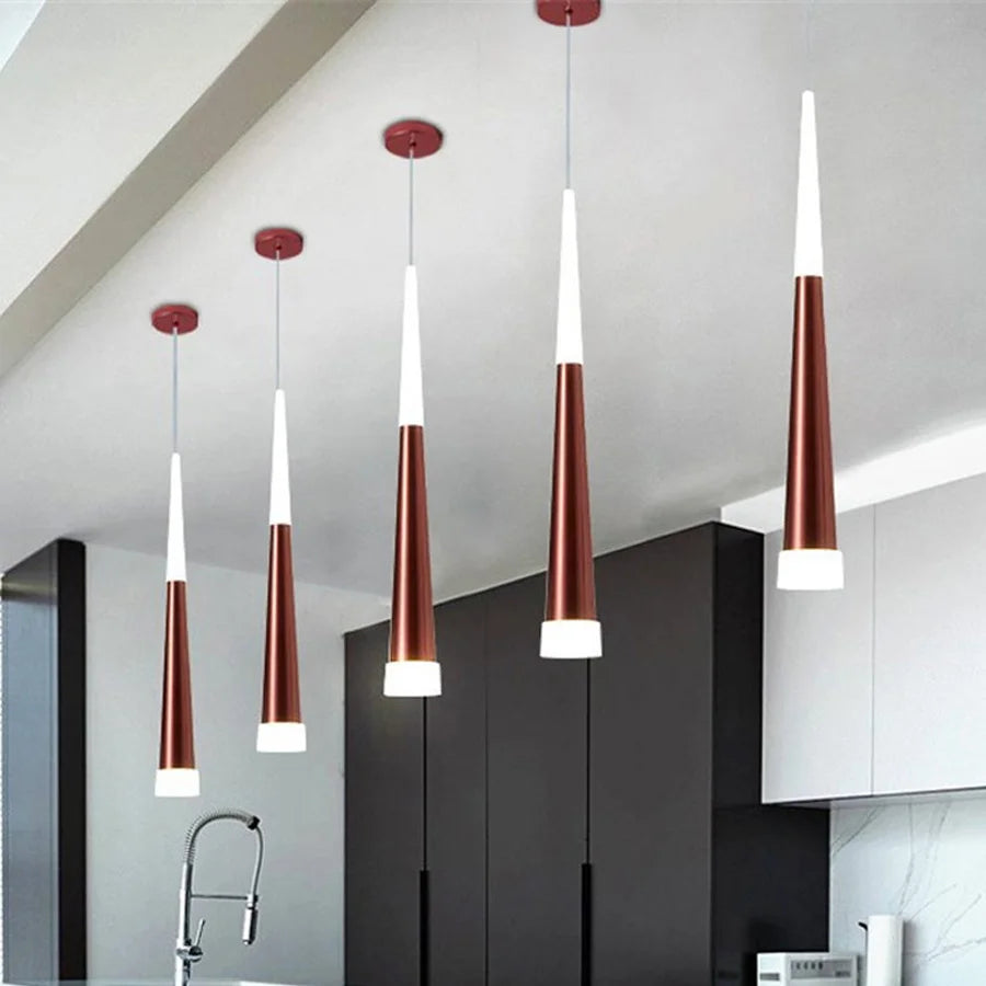 Thrisdar 7W cône Long Tube suspension LED lumière chambre chevet lampes suspendues boutique Bar café salle à manger cuisine suspension - vue 5 sur 11