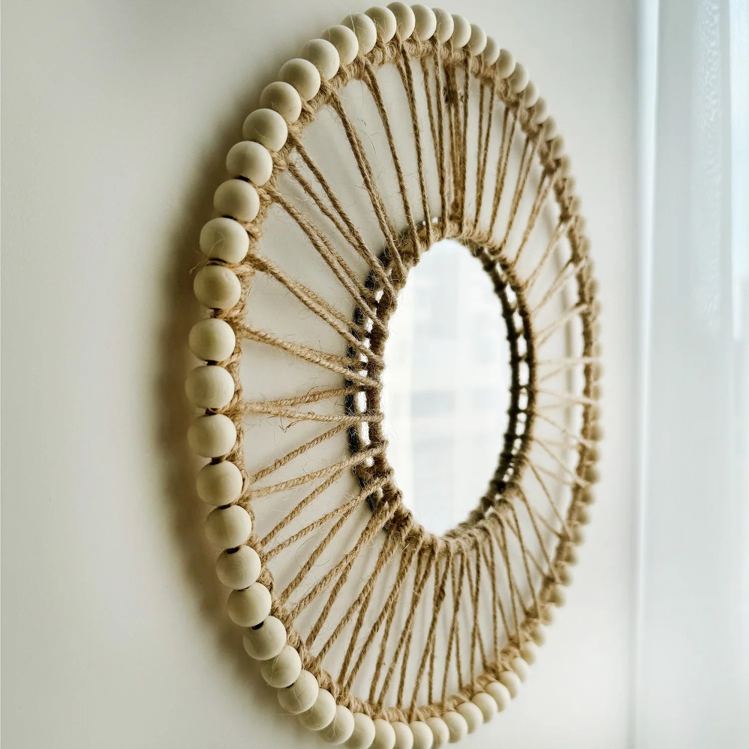 miroir décoratif nordique tissé à la main pour un intérieur créatif - vue 4 sur 6