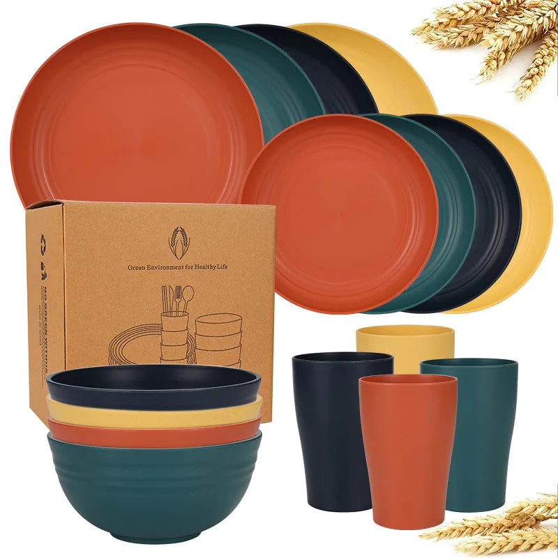 Service de table paille de ble incassable camping