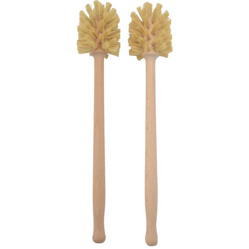 Toilet Brush, 2 Pack Wood Toilet Brush Made Of Beechwood, Strong Hemp Bristles With 360° Cleaning Power