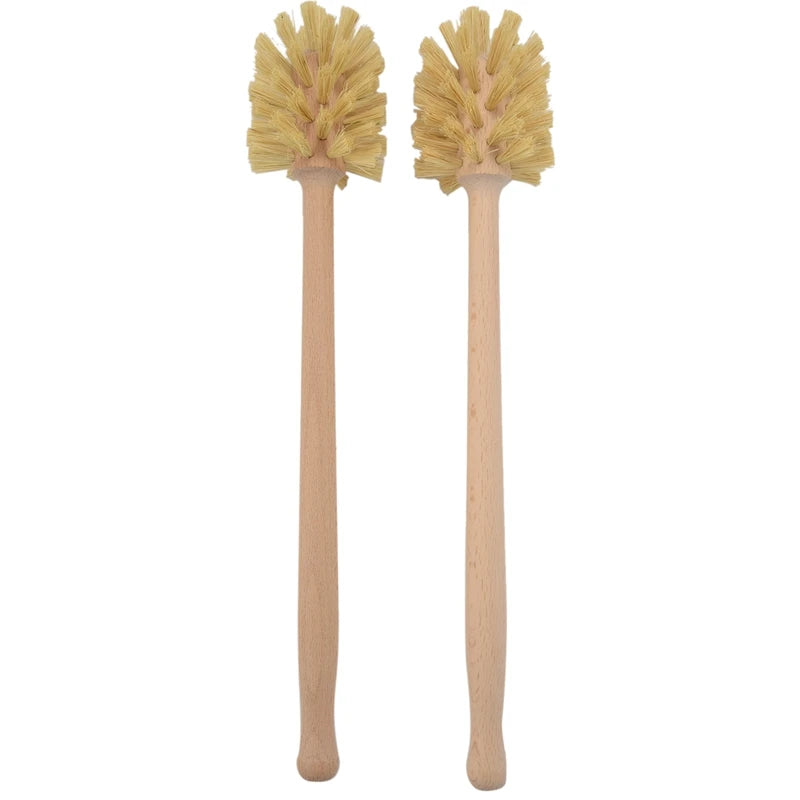 Toilet Brush, 2 Pack Wood Toilet Brush Made Of Beechwood, Strong Hemp Bristles With 360° Cleaning Power