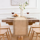 Chemin de table macrame beige rustique boheme franges