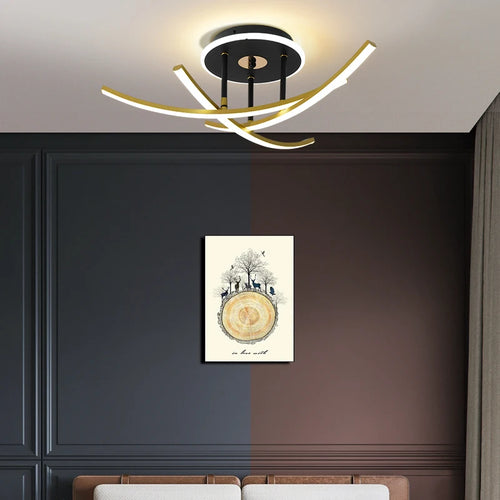 Modern minimalist high-end LED strip chandelier nordic Italian style - vue 3 sur 9