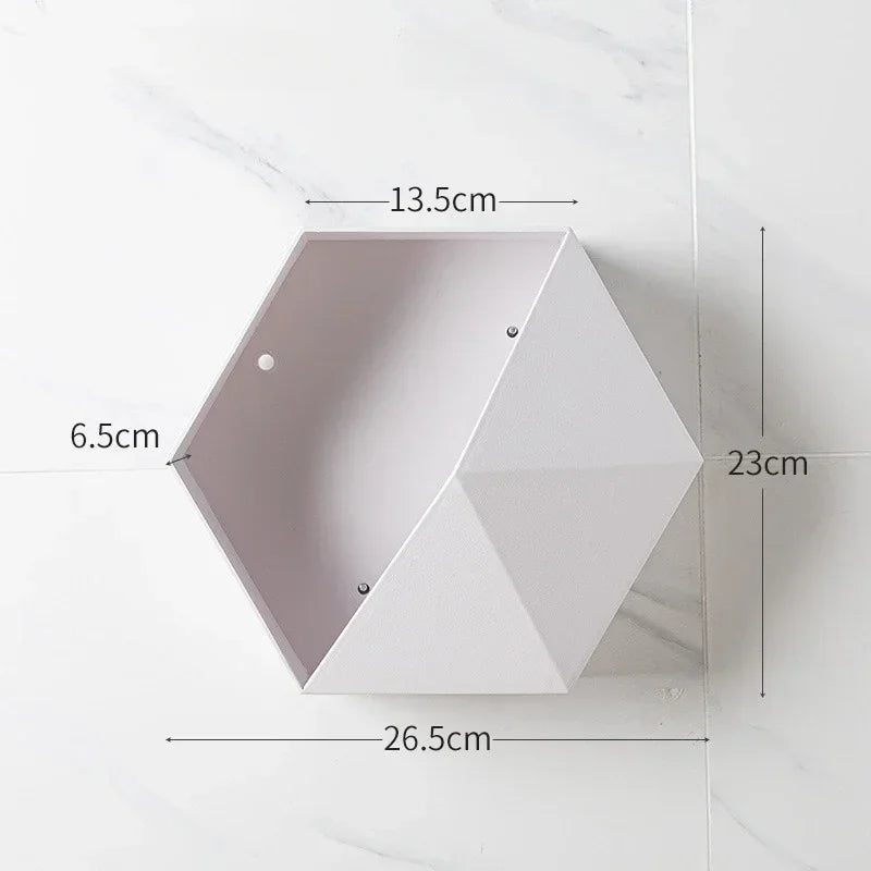 support mural en bois hexagonal pour livres et décorations - vue 12 sur 12