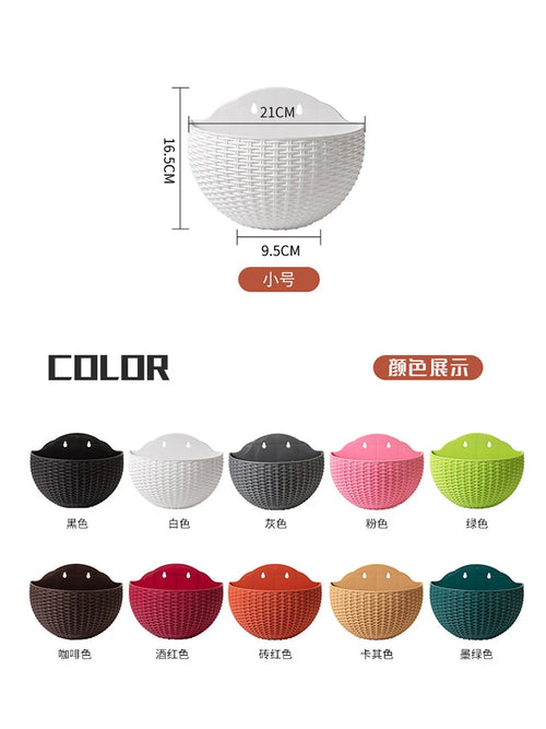 European Wall Mounted Hydroponic Plant Pot, Semi-Circular, Hanging Flower Basket, Balcony, Lazy Wall Mounted, No Drilling, Decor - vue 3 sur 16