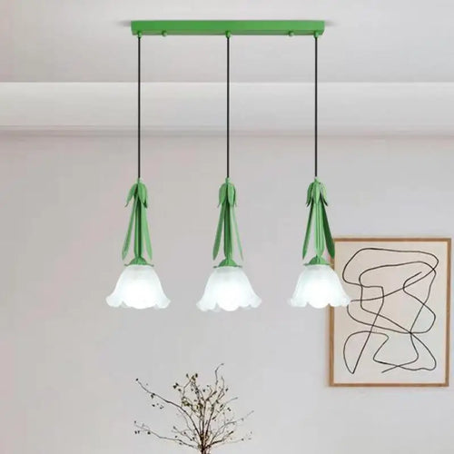 lustre suspendu à led en verre blanc laiteux à 3 têtes - vue 4 sur 12