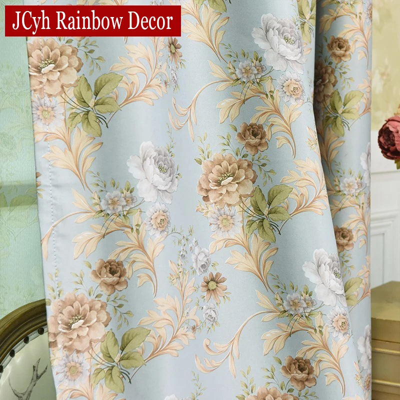 Rideau occultant floral style européen pour salon chambre - vue 5 sur 8
