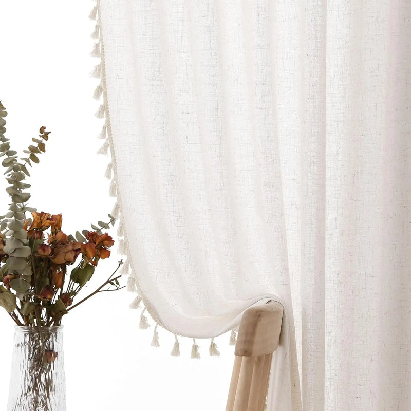Voilage effet lin extra long sur mesure moderne